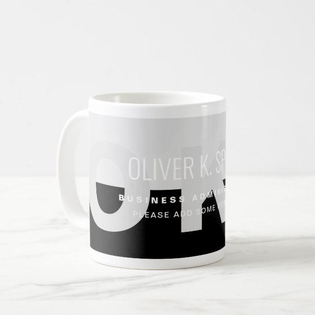 Black Grey moderne Nom professionnel Café Mug (Devant gauche)