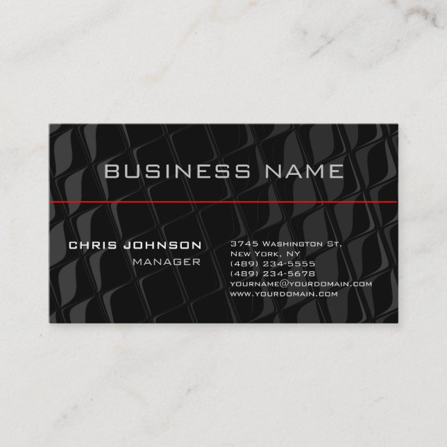 Black Grey Motif Red Line Carte de visite tendance (Devant)