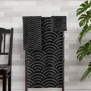 Black Grey Wave Motif de style japonais