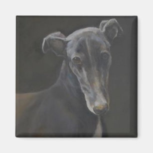 Black Greyhound Dog Art Magnet