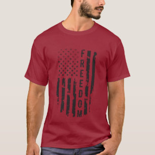 Black Grunge Freedom T-shirt Drapeau américain