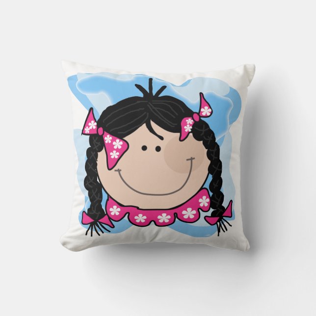 Black Haired Girl avec Coussin de tresses (Recto)
