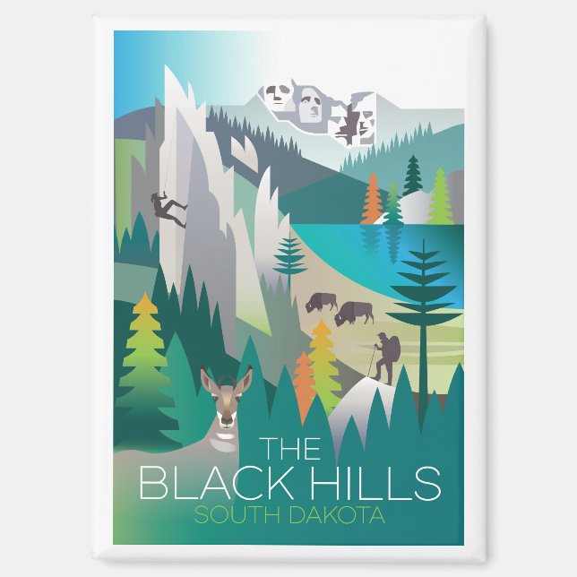 Black Hills, Dakota du Sud, aimant de réfrigérateu (Recto)