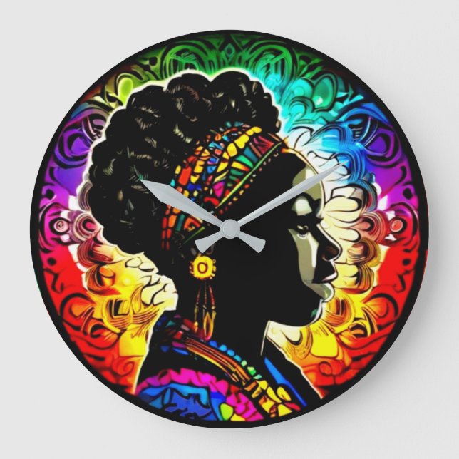 Black Histoire mois mignon mur femme horloge (Recto)