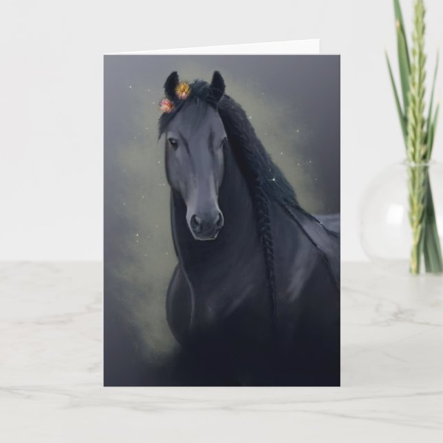 Black Horse Friesian - Carte de voeux (Devant)
