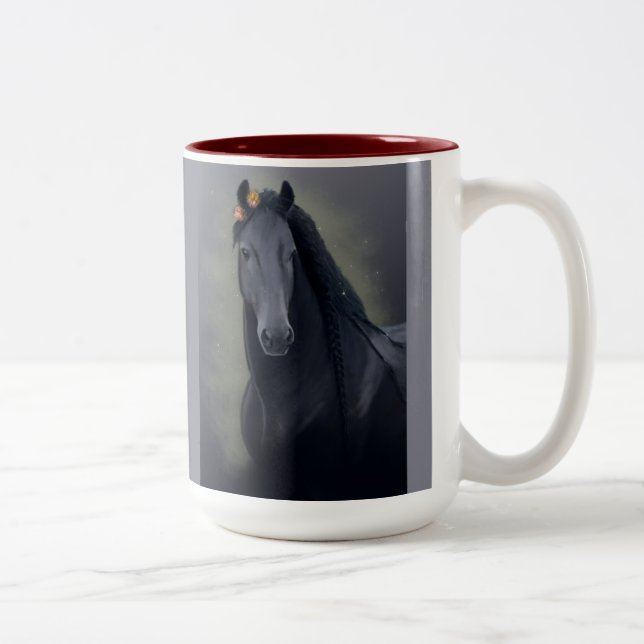Black Horse Friesian - Mug de café, Coupe (Droit)