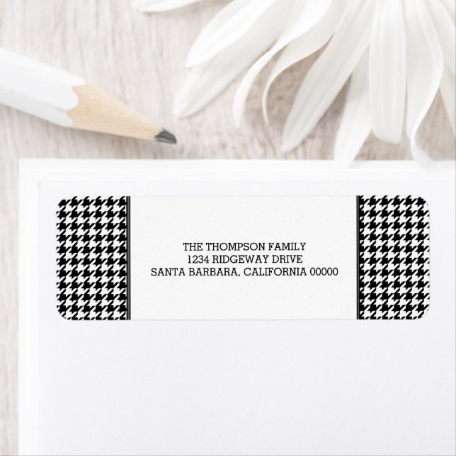 Black Houndstooth Étiquettes de adresse de vacance (En situation)