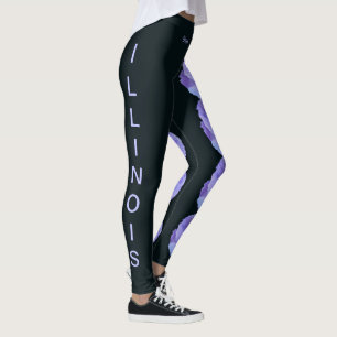 Black Illinois State Flower Blue Violet Leggings