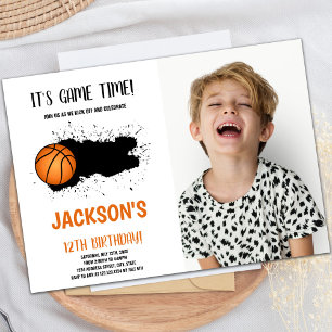 Black Ink Basketball Anniversaire Invitations phot