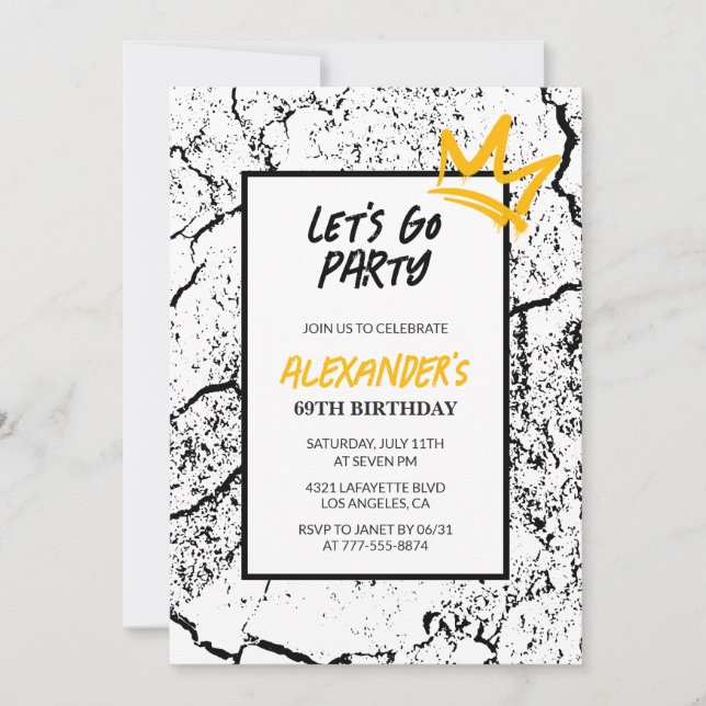 Black invitation 69e anniversaire Hommes Hip hop m (Devant)