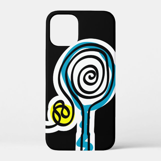 Black iPhone 12 mini coque pour joueur de tennis (Verso)