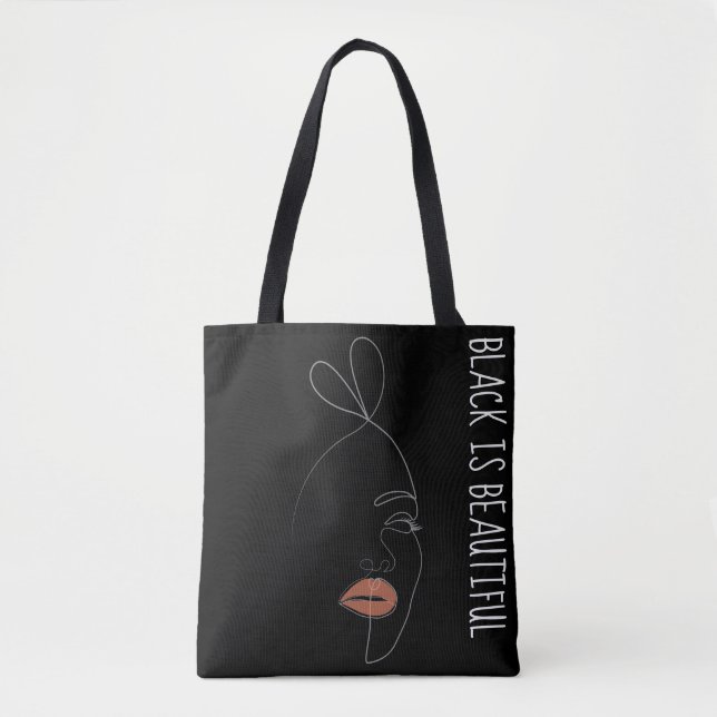Black is beautiful Single Line Art Tote Bag (Devant)