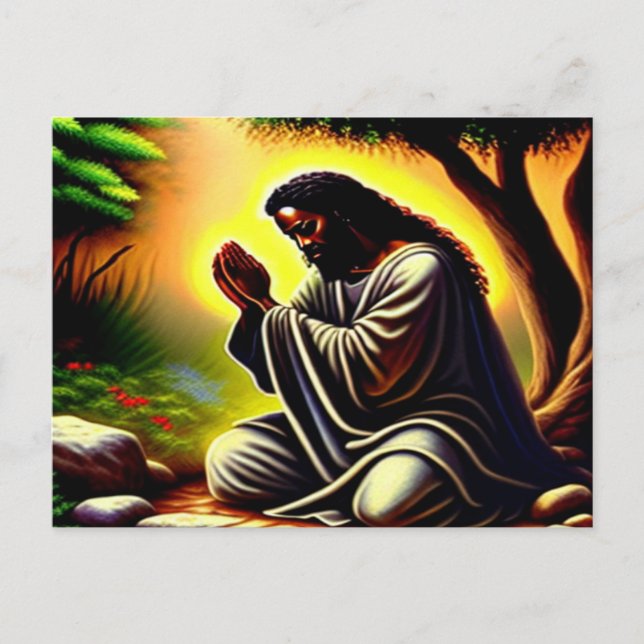 Black Jesus prier à Gethsémani Carte postale (Devant)