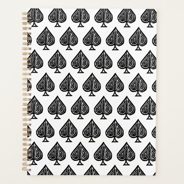 Black Jouer Symbole de carte pique forme Lino coup (Devant)