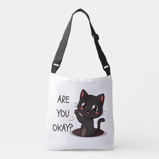 Black Kawaii Cat Tote Bag – Cute Kawaii Cat Lover  (Devant)