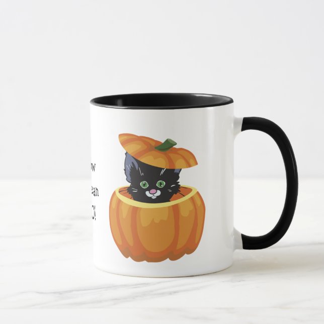 Black Kitty Citrouille Halloween Mug (Droite)