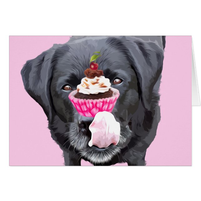 Black Lab All Occasion Card - Cartes Cupcake - Chi (Devant horizontal)