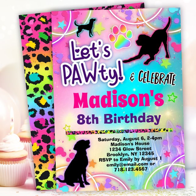 Black Lab Chien Anniversaire PAWty Invitation pour (Créateur téléchargé)