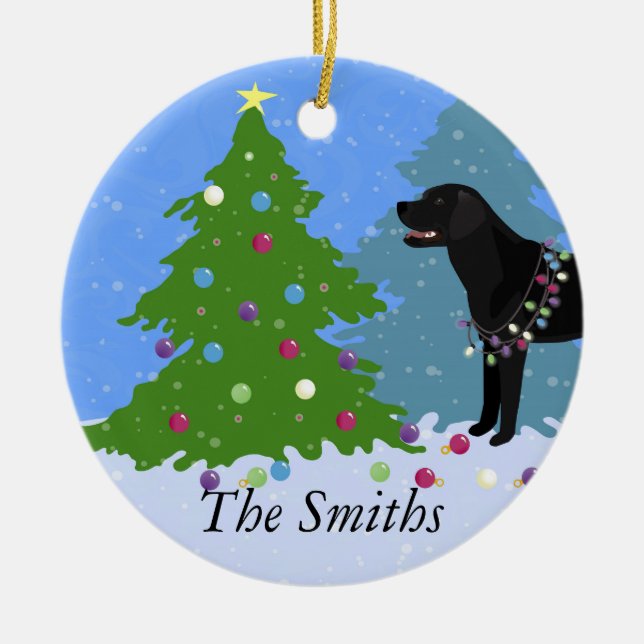 Black Lab dans la forêt Décoration de l'arbre de N (Devant)