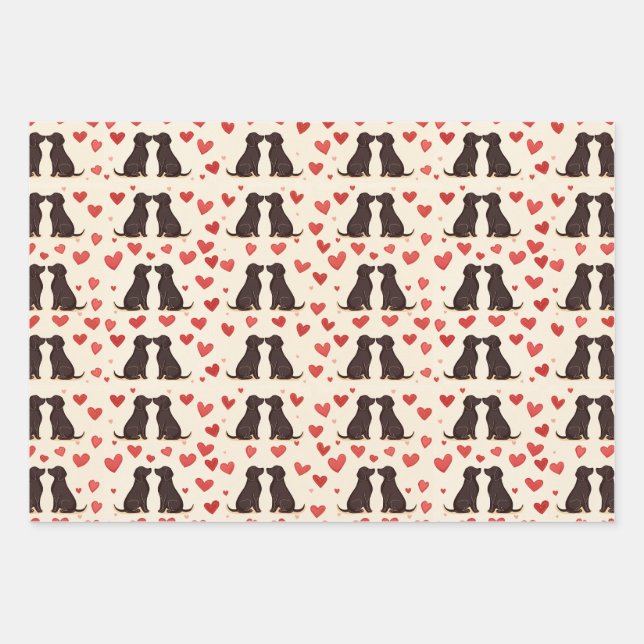 Black Lab Love - Valentine's Dog Wrapping Papier (Devant)