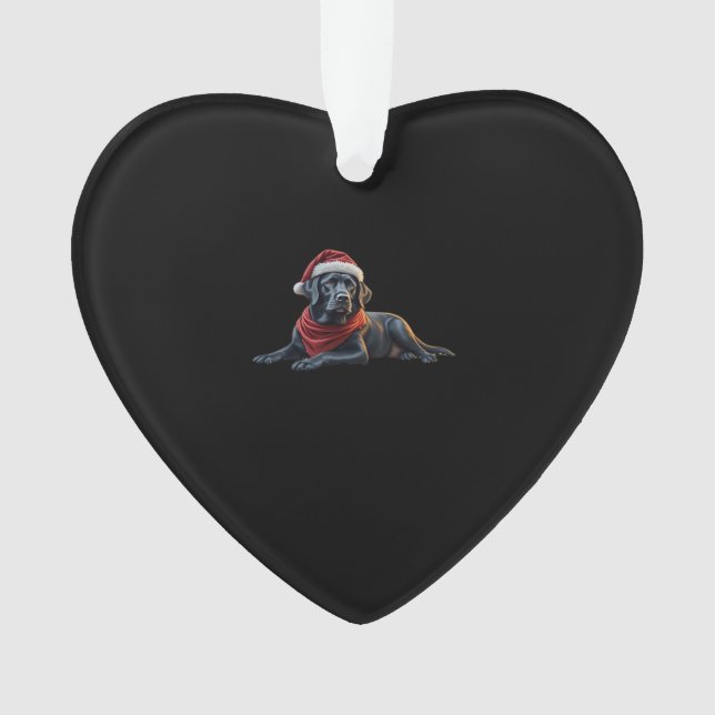 Black Labrador à Noël à Santa Hat et Scarf (devant)