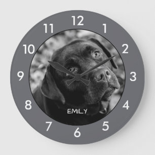 Black Labrador Chien Personnalisé Grande horloge