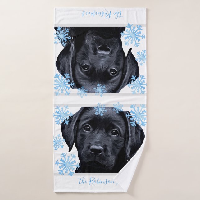 Black Labrador Christmas - Black Lab personnalisé (Serviette de bain)