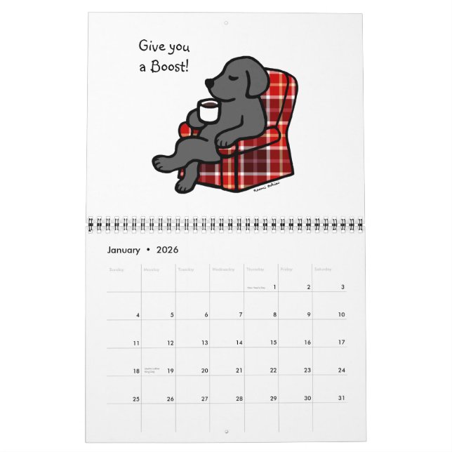 Black Labrador Retriever Cartoon Calendrier 2015 (Jan 2026)