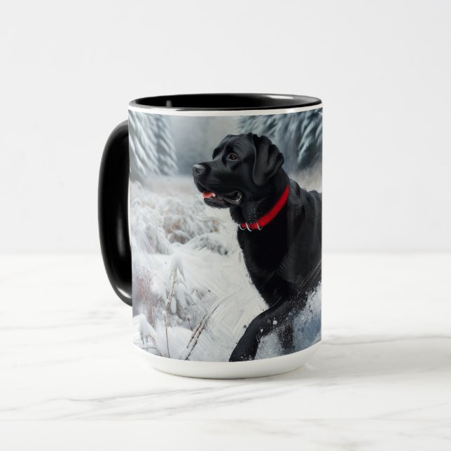 Black Labrador Retriever Chien dans la tasse de ca (Devant gauche)