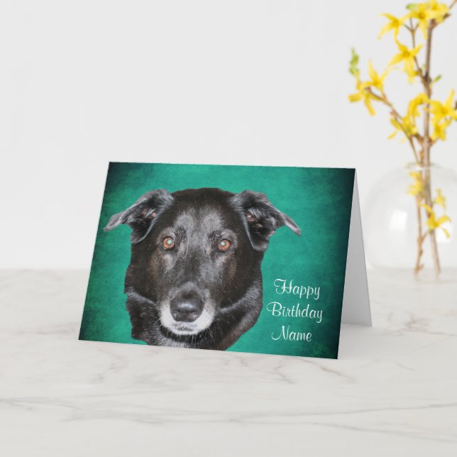 Black Labrador Retriever Personnaliser la carte d' (Fleur jaune)