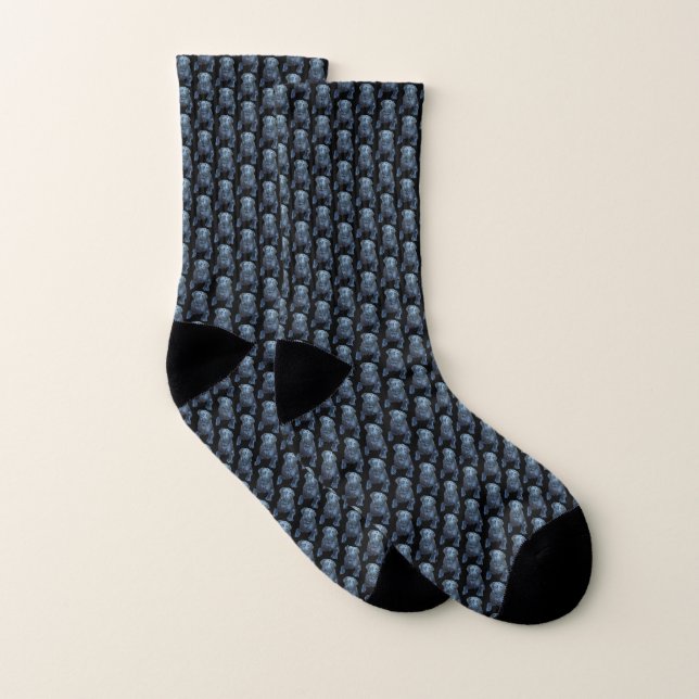 Black Labrador Socks Blue Dog Art Socks Personnali (Paire)