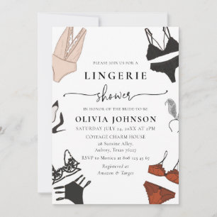 Black Lace Bra Lingerie Bridal Show Invitation