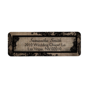 Black Lace Burlap Moderne Goth Mariage Étiquettes