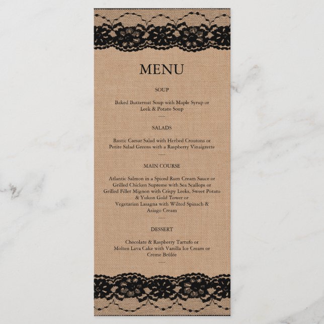 Black Lace et Burlap Menu 2 (Devant)