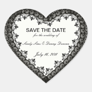 Black Lace Heart Enregistrer Les Stickers Date