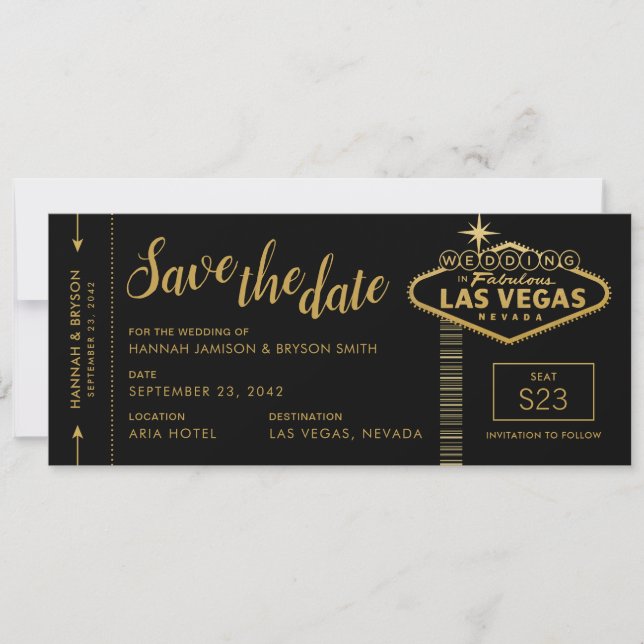 Black Las Vegas Boarding Pass Enregistrer la carte (Devant)
