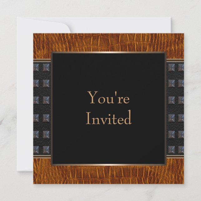 Black Leather All Occasion Invitation Template (Devant)