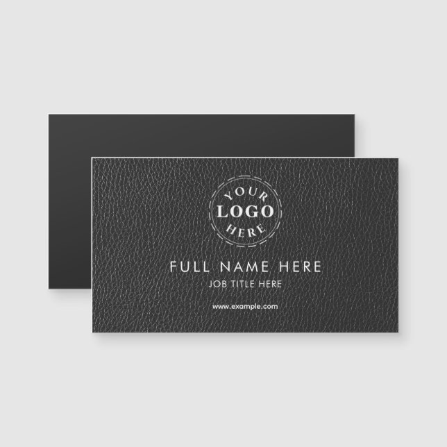 Black Leather Pattern Magnetic Business Card (Devant / Derrière)