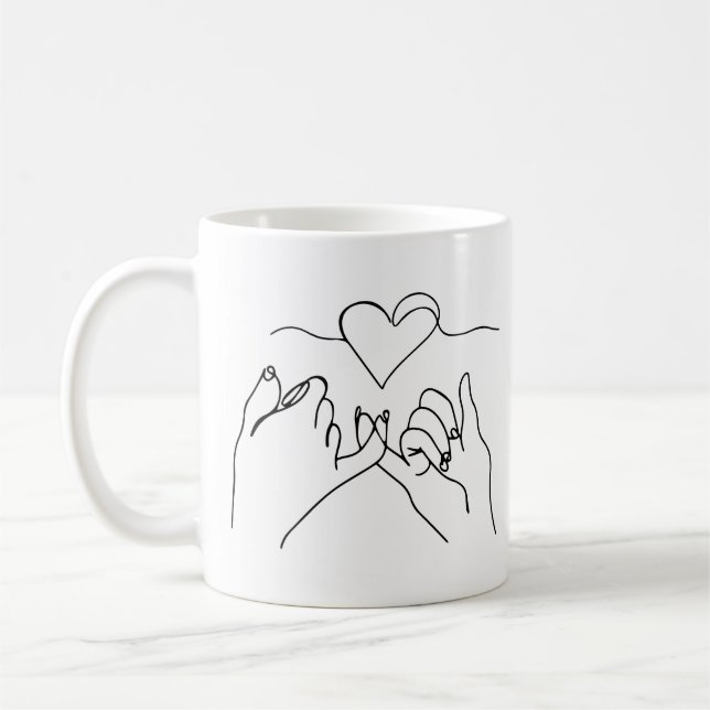 Black Lineart main Valentine's Day Mug (Gauche)