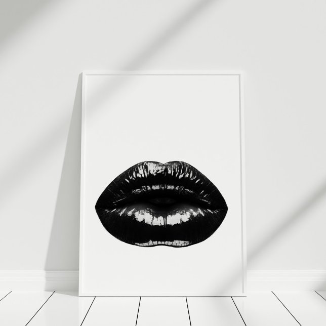 Black Lips Poster moderne Imprimer (Black Lips Modern Poster Print in white frame.)