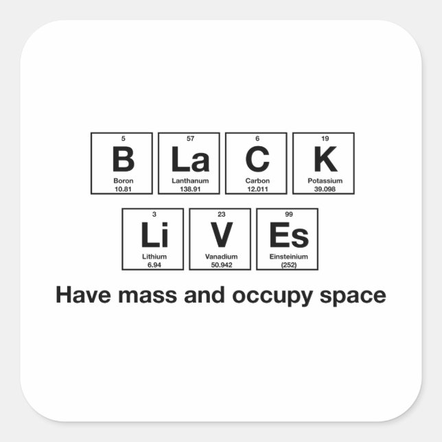 Black Lives - Symboles chimiques Stickers brillant (Devant)