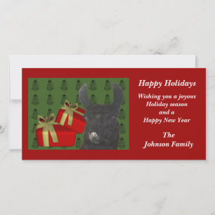 Black Llama Farm Animal Christmas Carte de vacance