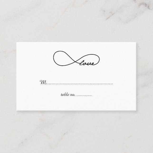 Black Love Infinity Mariage Table Place Cartes (Devant)