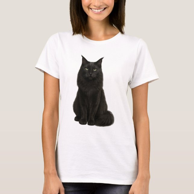 Black Maine Coon T-Shirt (Devant)