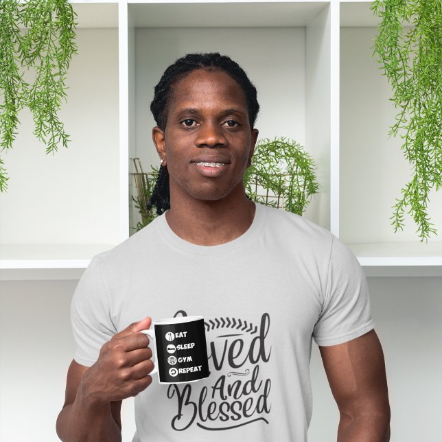 Black Manger Sleep Gym Répéter Icon Mug (Créateur téléchargé)