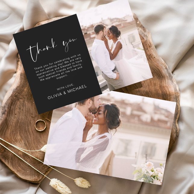 Black Mariage Minimaliste Merci Cartes (Créateur téléchargé)