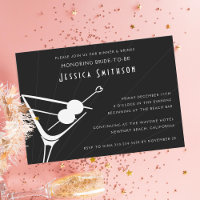 Black Martini Verre Bachelorette Party Invitation