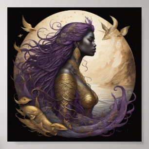 Black Mermaid Purple or A Poster