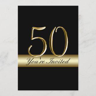 Black Metal Gold Imprimez 50e Invitations d'annive