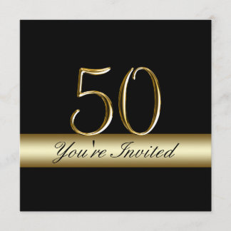 Black Metal Gold Imprimez 50e Invitations d'annive